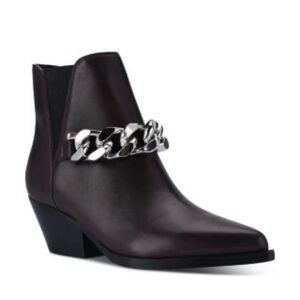 Marc Fisher Dark Brown Ankle Boots with Silver Chain
